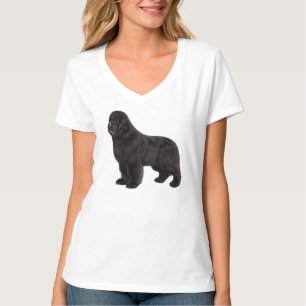 Camiseta Arte de Cão Terra-Nova Desenhado à Mão