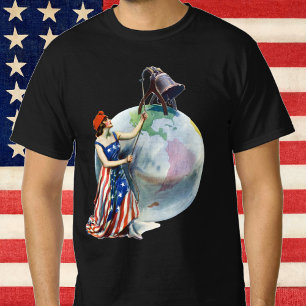 Camiseta Arte de capa de revista patriótica vintage da Lady