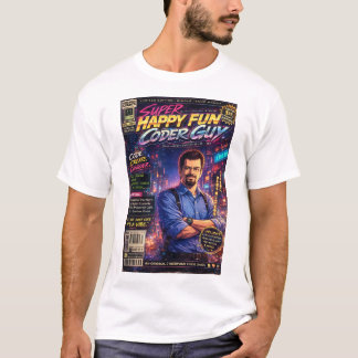 Camiseta Arte de Capa do Super Feliz Cara Programador Diver