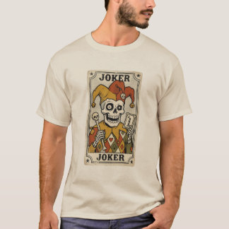 Camiseta Arte de Carta de Coringa Esqueleto Vintage