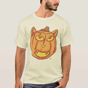Camiseta Arte de Cartoon de Pumpkin de Gato Halloween Jack-