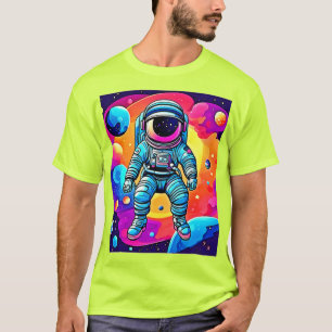 Camiseta Arte de Cartoon Espacial Vibrante: Sonhos Astronau