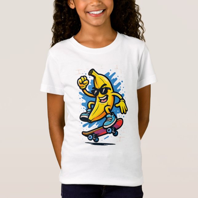 Camiseta Arte de Cartoon legal Skateboarder Banana (Frente)