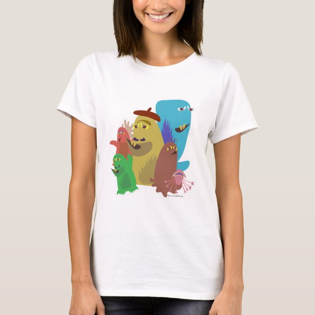 Camiseta Arte de Cartoon Monster Friends Forever (Frente)