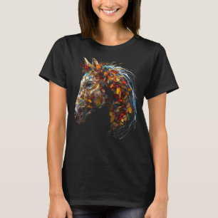 Camiseta Arte de Cavalo Folhas de Outono Animal de Montaria