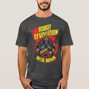 Camiseta Arte de Caveira Cyberpunk Metal Mayhem Revolução R