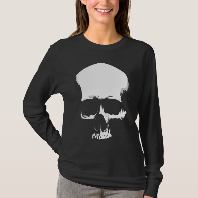 Camiseta Arte de Caveira Monocromática (Frente)