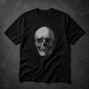 Camiseta Arte de Caveira Preto e Branco