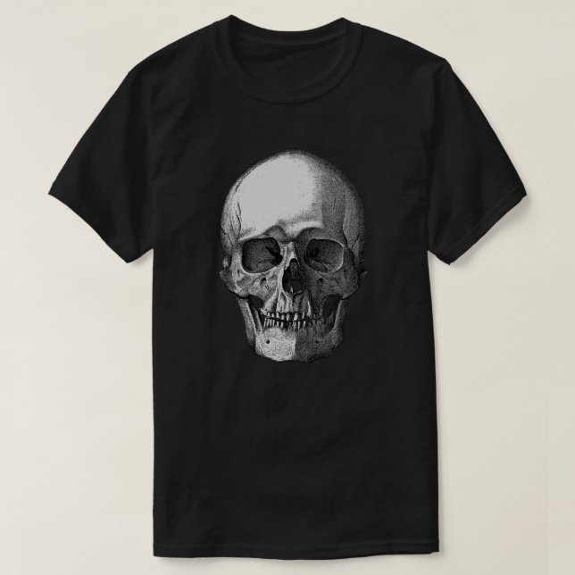 Camiseta Arte de Caveira Preto e Branco (Frente do Design)