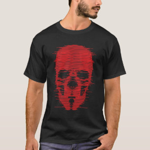 Camiseta Arte de Caveira Vermelha com Glitch