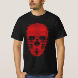 Camiseta Arte de Caveira Vermelha com Glitch