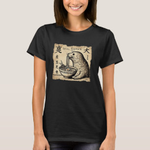Camiseta Arte de caverna japonesa amante de macarrão foca r