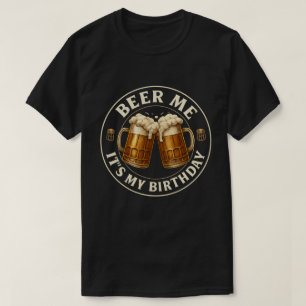 Camiseta Arte de Celebração de Aniversário com Cerveja Vint