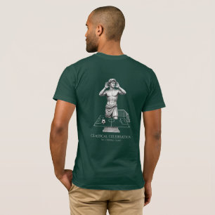Camiseta Arte de Celebração de Futebol com Estátua Clássica
