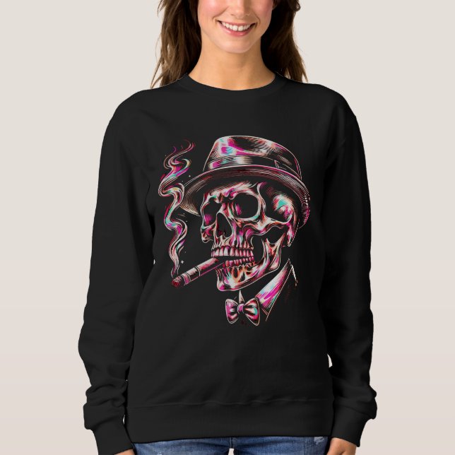 Camiseta Arte de charuto Caveira Colorida (Frente)