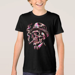 Camiseta Arte de charuto Caveira Colorida
