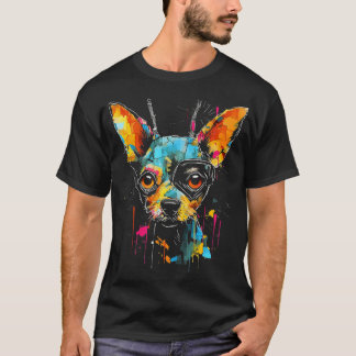 Camiseta Arte de Chihuahua Pintura Colorida de Animal Pet