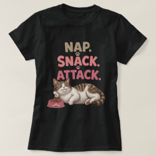 Camiseta Arte de Citação de Gato Fofo Ataque de Lanche da S