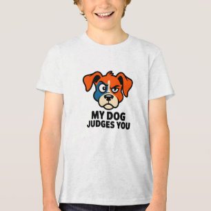 Camiseta Arte de Citação Sarcástica com Rosto de Cachorro J