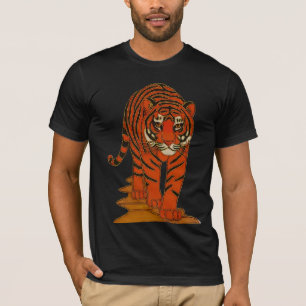 Camiseta Arte de Cloisonne Tigre no Caminho da Selva
