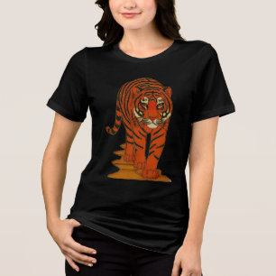 Camiseta Arte de Cloisonne: Tigre no Caminho da Selva
