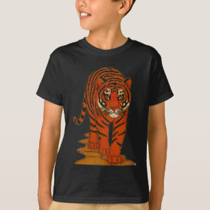 Camiseta Arte de Cloisonne Tigre no Caminho da Selva