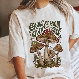 Camiseta Arte de Cogumelo Caracol Cresça ao Seu Próprio Rit