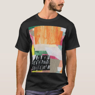 Camiseta Arte de colagem, abstrato moderno e colorido.