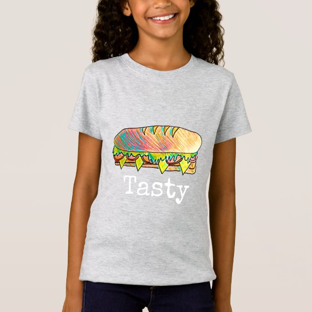 Camiseta Arte de comida fofa e sandes (Frente)