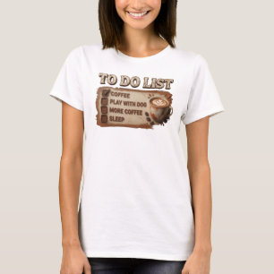 Camiseta Arte de Composição de Café Rosa Marcante BRINQUE C