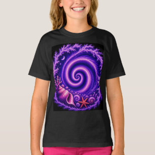 Camiseta Arte de Concha de Galáxia Espiral Oceano Místico