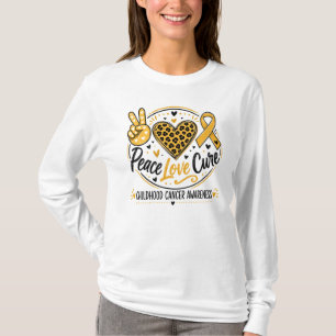Camiseta Arte de Conscientização sobre Câncer Infantil Paz