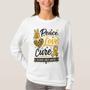Camiseta Arte de Conscientização sobre Câncer Infantil Paz