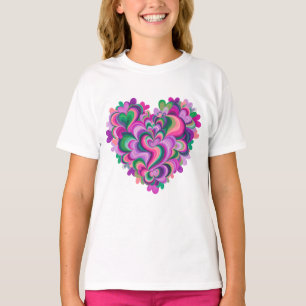 Camiseta Arte de Coração Colorido em Camadas de São Valenti