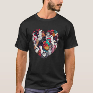 Camiseta Arte de Coração de Frango Fofo