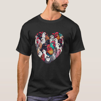 Camiseta Arte de Coração de Frango Fofo