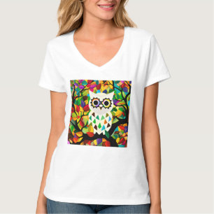 Camiseta Arte de coruja colorida bonita