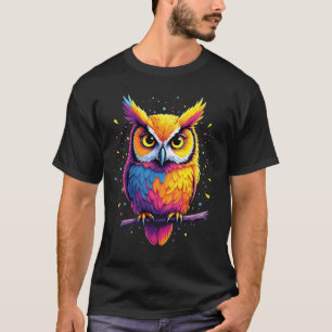 Camiseta Arte de coruja fofa Amante de pássaros noturnos Co