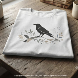 Camiseta Arte de Corvo Nórdico Minimalista Presente para Am