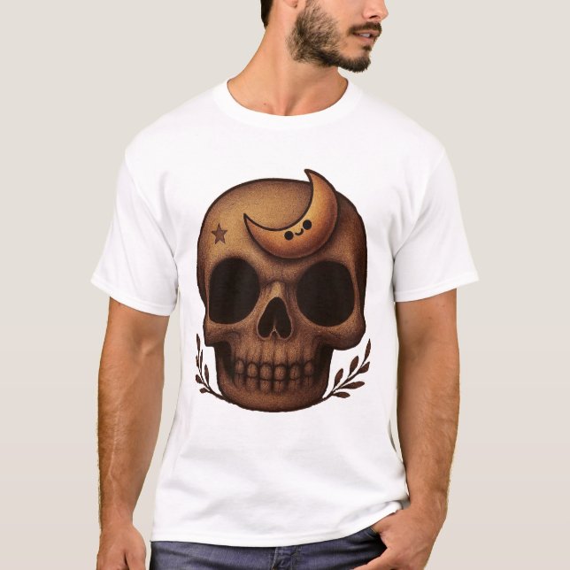 Camiseta Arte de Crânio Celestial Fofo (Frente)
