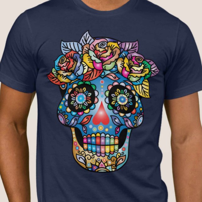 Camiseta Arte de Crânio de Açúcar, Dia dos Mortos (Criador carregado)