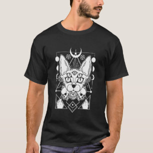Camiseta Arte de Crânio de Gato Multi-Olhado Místico