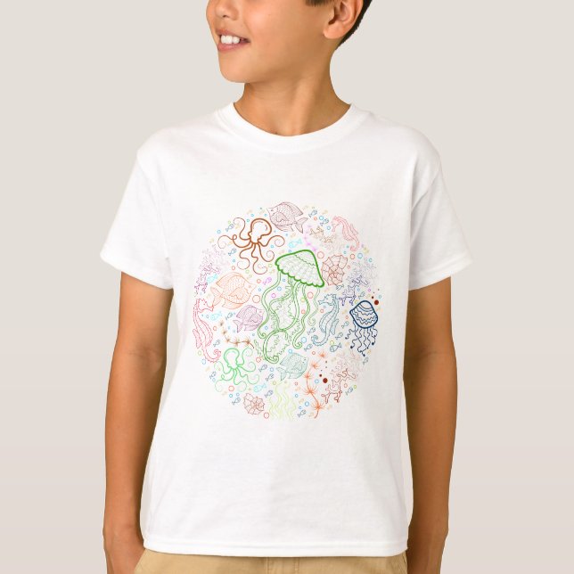 Camiseta arte de criaturas marinhas (Frente)