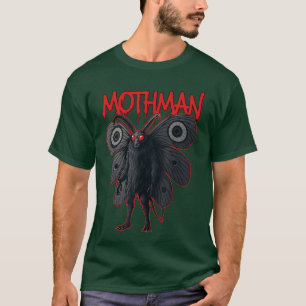 Camiseta Arte de Criptídeo do Homem-Mota Olhos Vermelhos Le