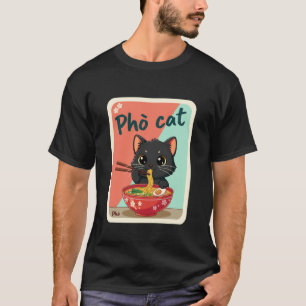 Camiseta Arte de Culinária Asiática Pho Cat Noodle Bowl Foo