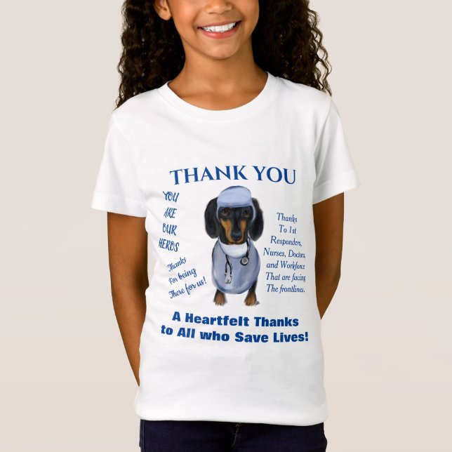 Camiseta Arte de Dachshund de Agradecimento (Frente)