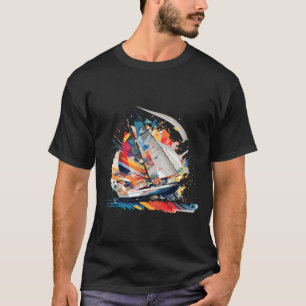 Camiseta Arte de Descoberta de Beleza no Mar de Navegação n