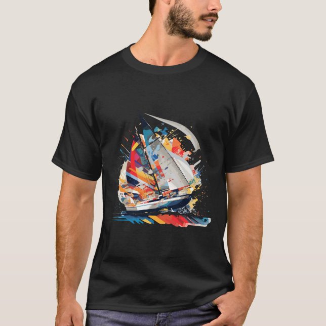 Camiseta Arte de Descoberta de Beleza no Mar de Navegação n (Frente)