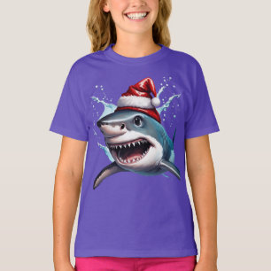 Camiseta Arte de desenho animado do tubarão de Natal Jaws