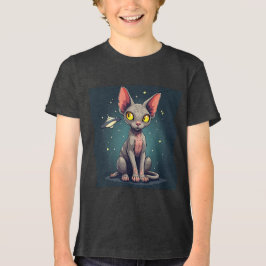 Camiseta Arte de desenho animado espacial de gato Sphynx ju